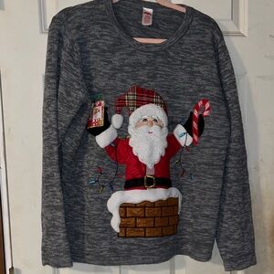 Holiday time grey Santa Claus Sweater